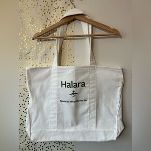 HALARA Green and White Large Tote Bag